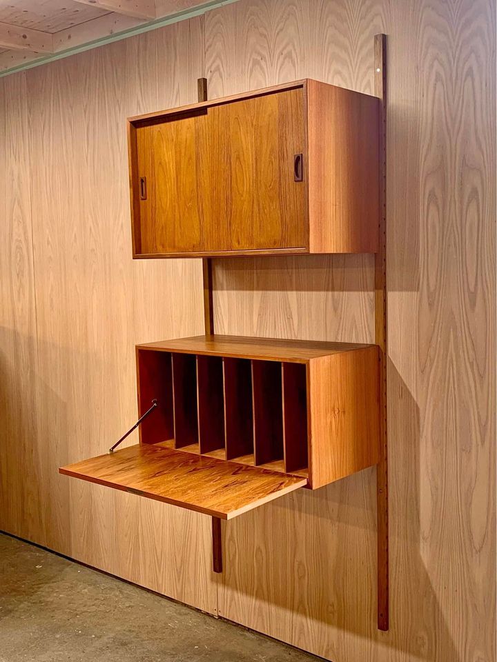 1970s Danish Teak Wall Mounted Record Cabinet