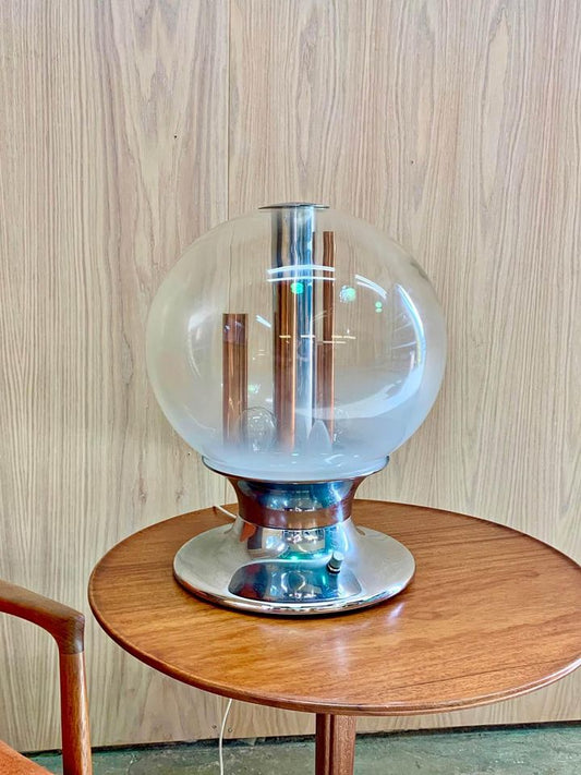 1970s Italian Chrome and Glass Table Lamp by Selenova