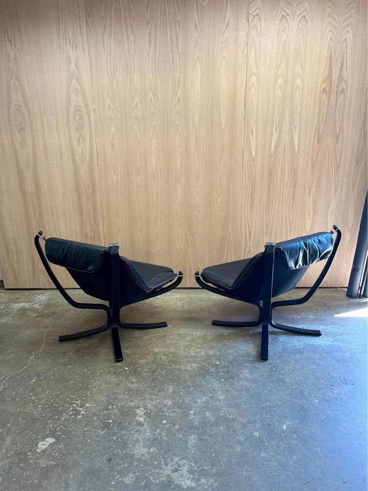 1970s Leather Falcon Chairs by Sigurd Ressell for Vatne Møbler