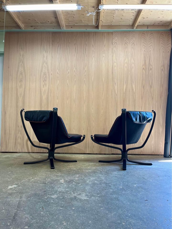 1970s Leather Falcon Chairs by Sigurd Ressell for Vatne Møbler