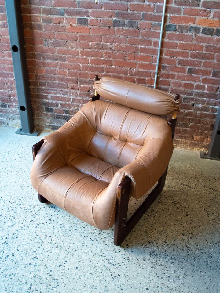 1970s Percival Lafer “MP-97” Chair in Wood and Leather