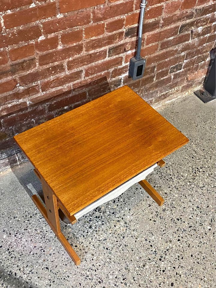 1970s Teak Side End Table with Magazine Storage