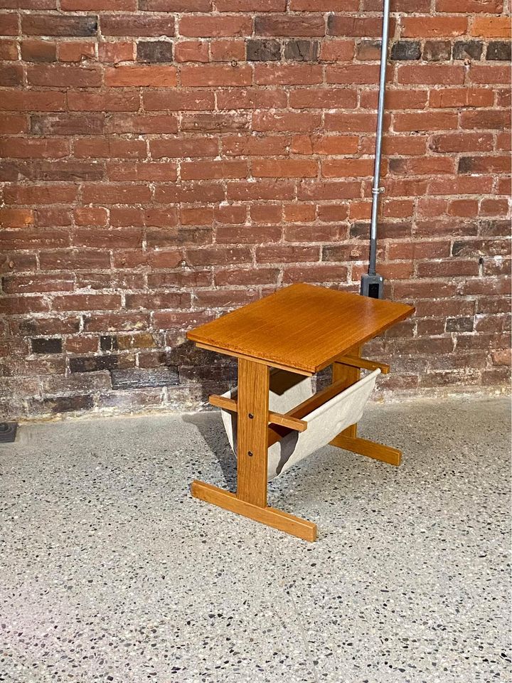 1970s Teak Side End Table with Magazine Storage