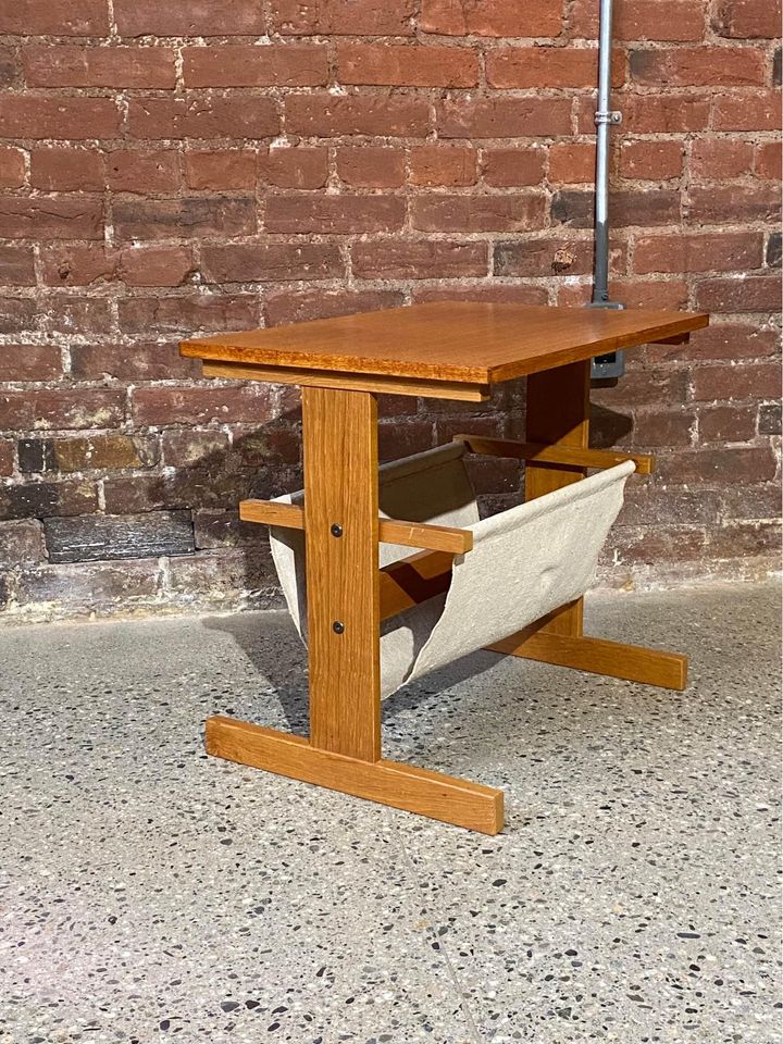 1970s Teak Side End Table with Magazine Storage