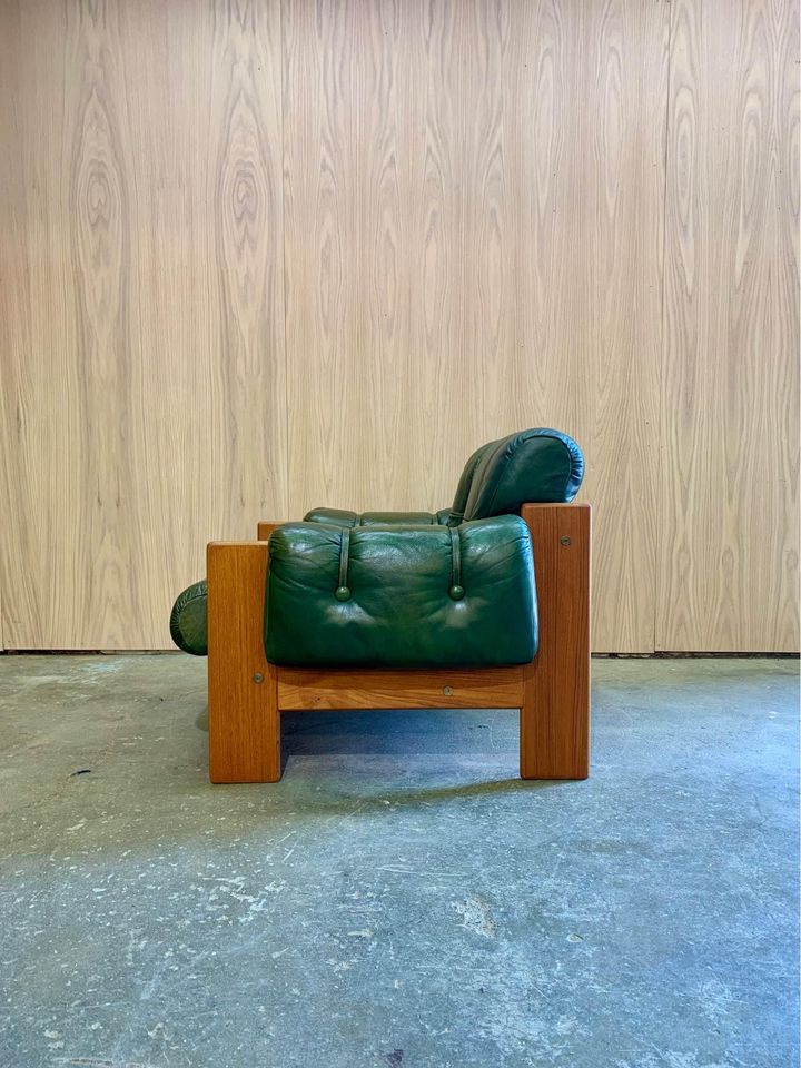 1970s Teak and Leather Lounge Chair Made in Finland