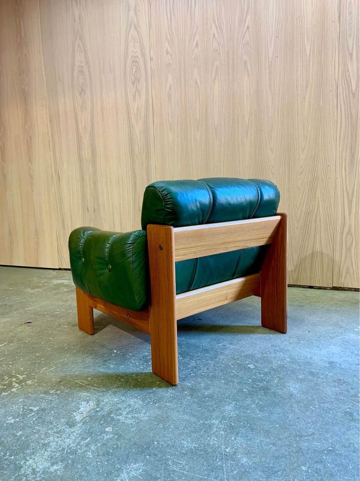 1970s Teak and Leather Lounge Chair Made in Finland