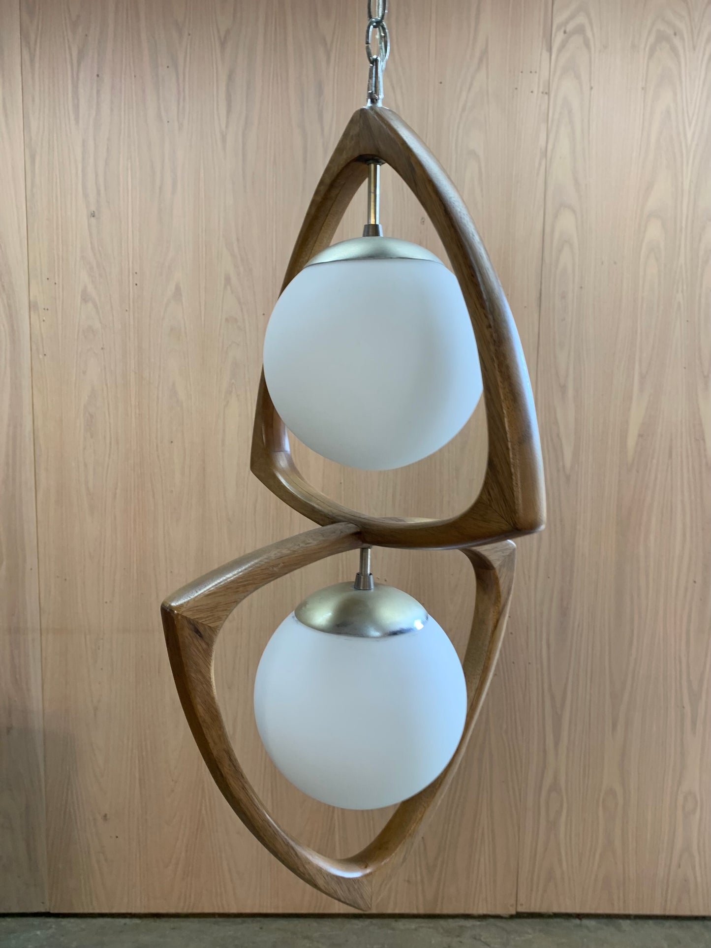 1970s American Walnut Pendant Lamp  Chandelier