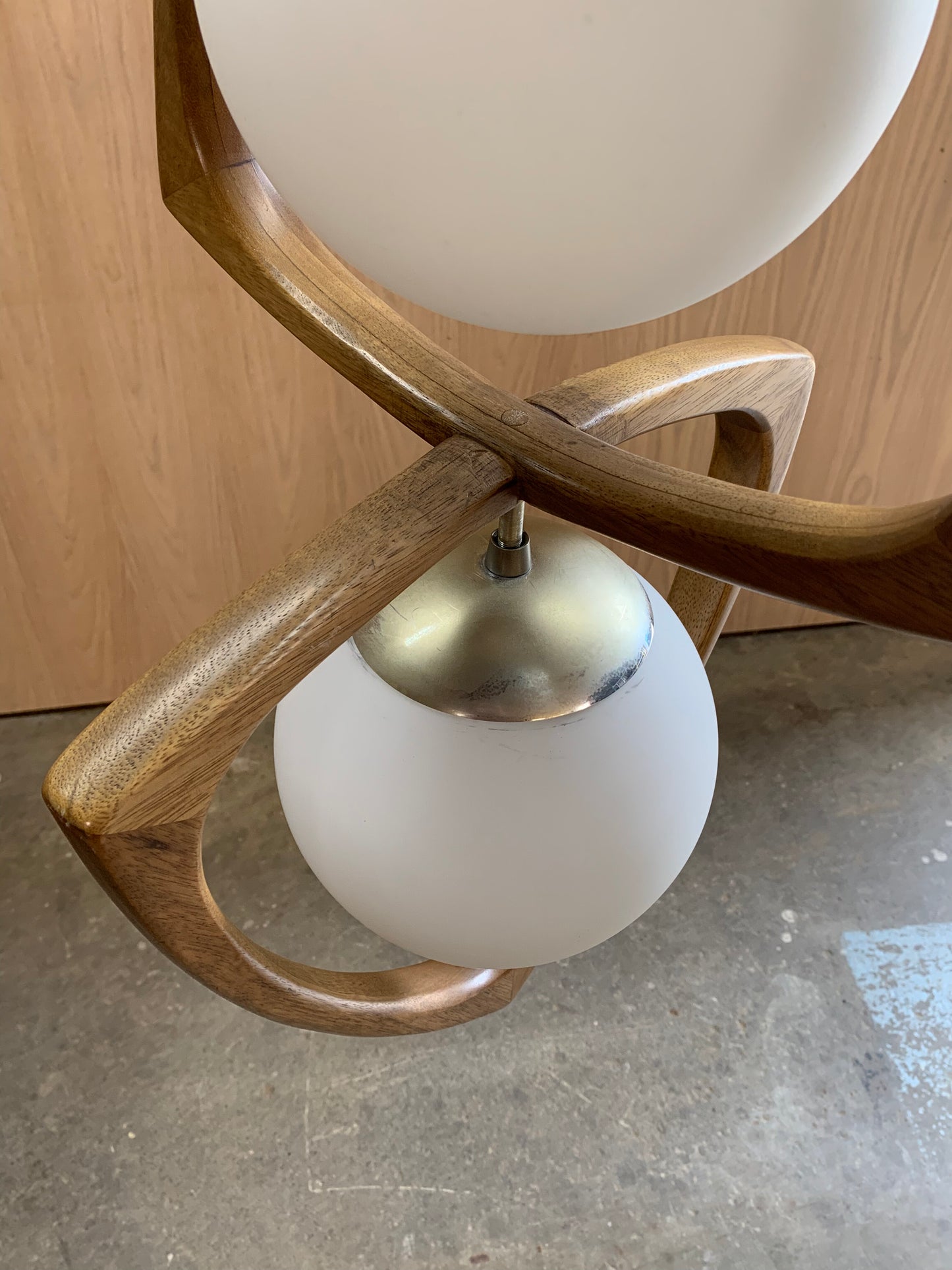 1970s American Walnut Pendant Lamp  Chandelier