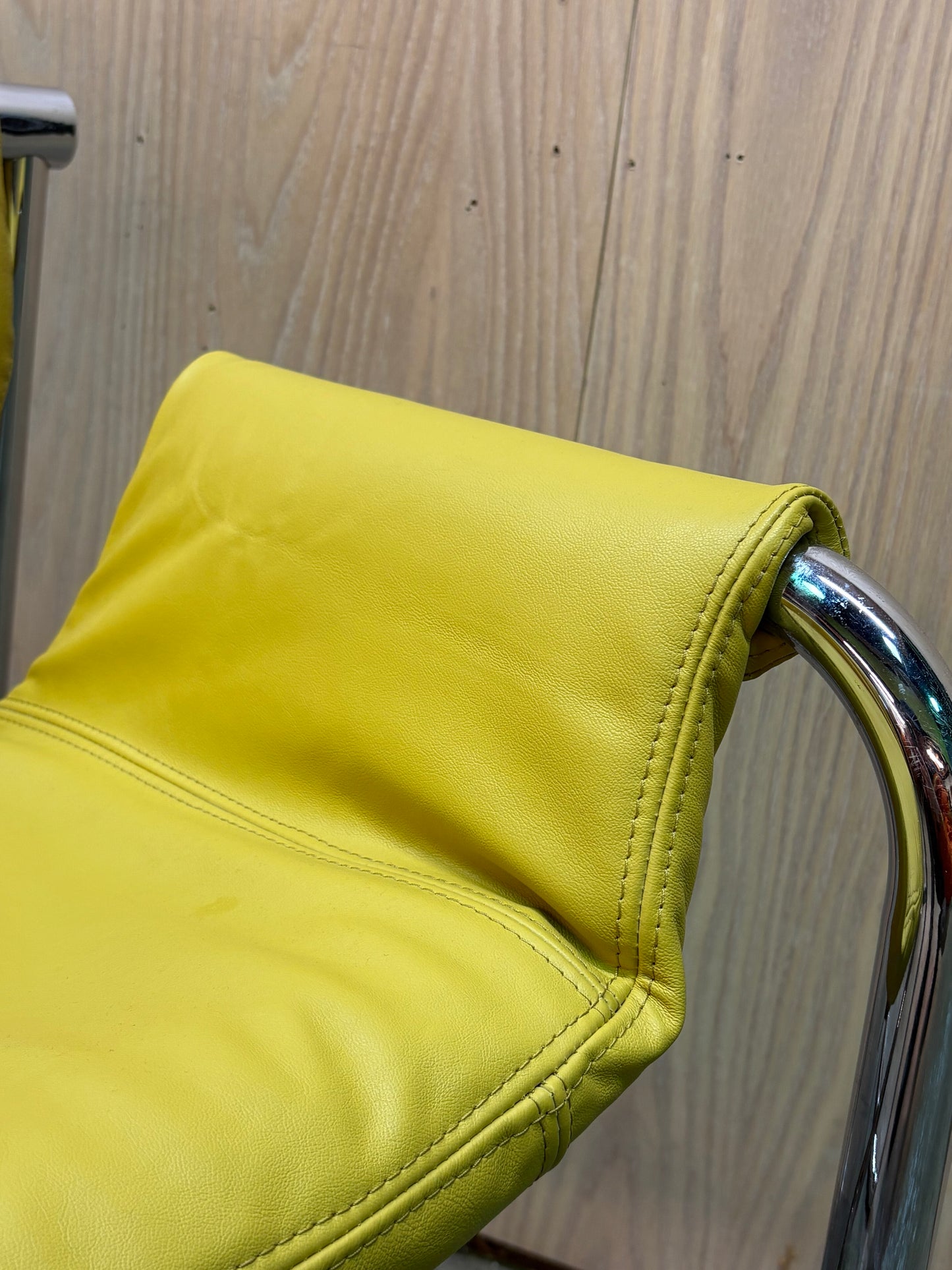 1970s Chromed and Leather Lounge Chair by Maurice Burke for Pozza