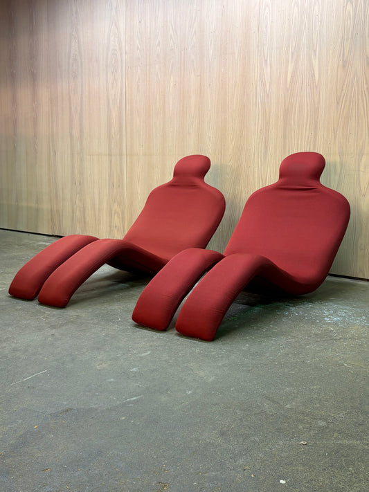 1970s French Bouloum Chaise Lounge Chairs by Olivier Mourgue for Airborne