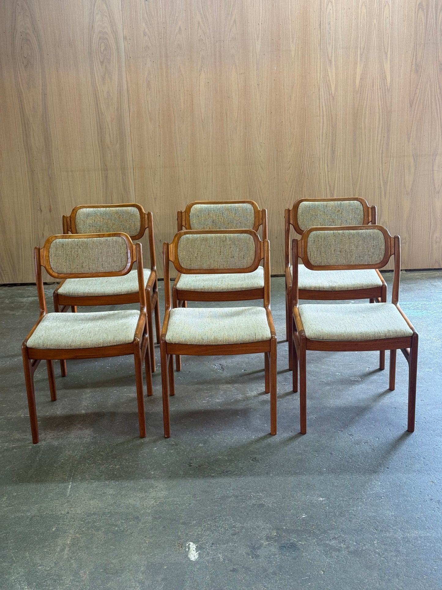 1970s Dining Chair set of 6 by Johannes Andersen for D Scan in solid teak