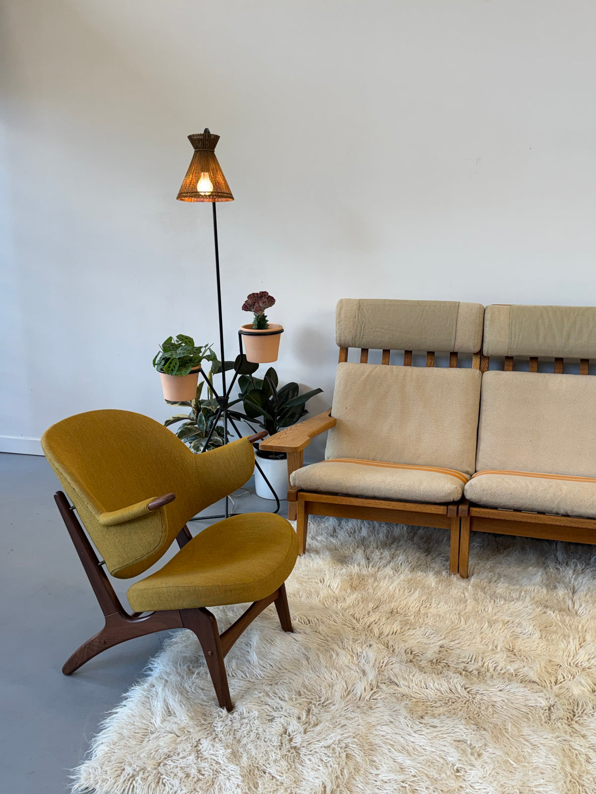 1950s Model 33 Easy Chair by Carl Edward Matthes in teak and original mustard yellow wool.