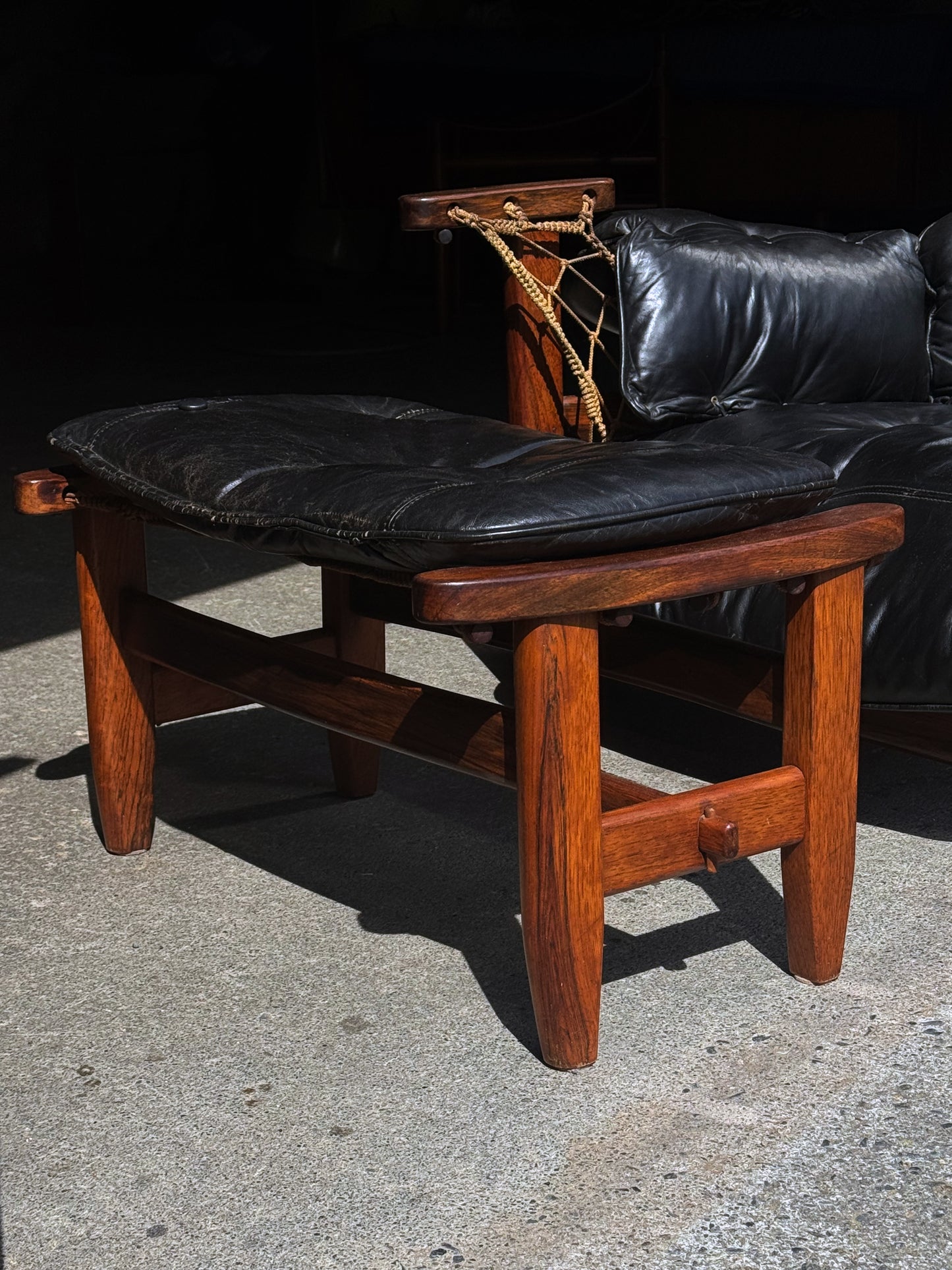 1960s Jangada Lounge Chair and Ottoman by Jean Gillon in rosewood and black leather