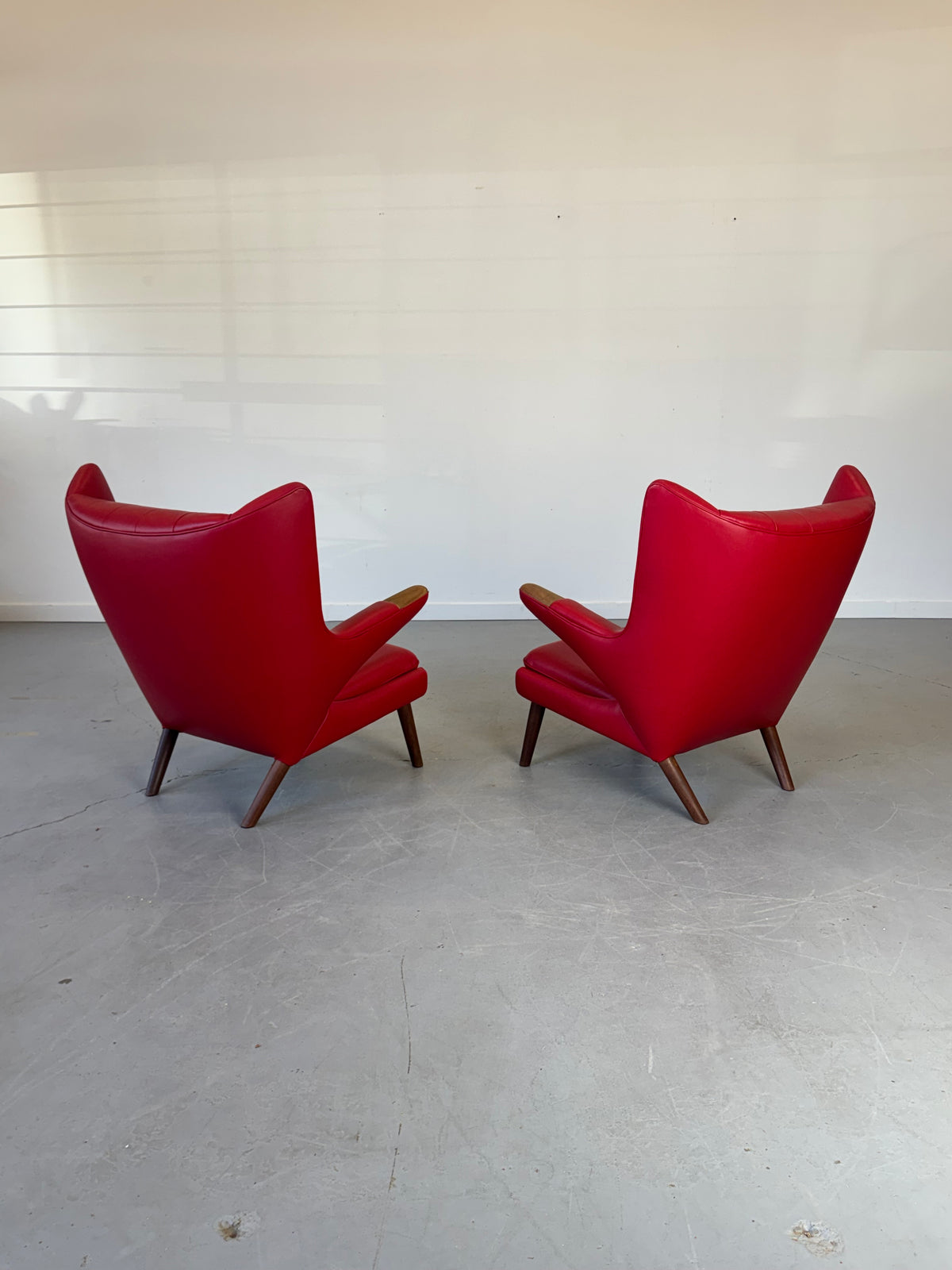 1950s AP19 Papa Bear Lounge Chair by Hans J. Wegner  for A.P. Stolen in Red Leather, Denmark.