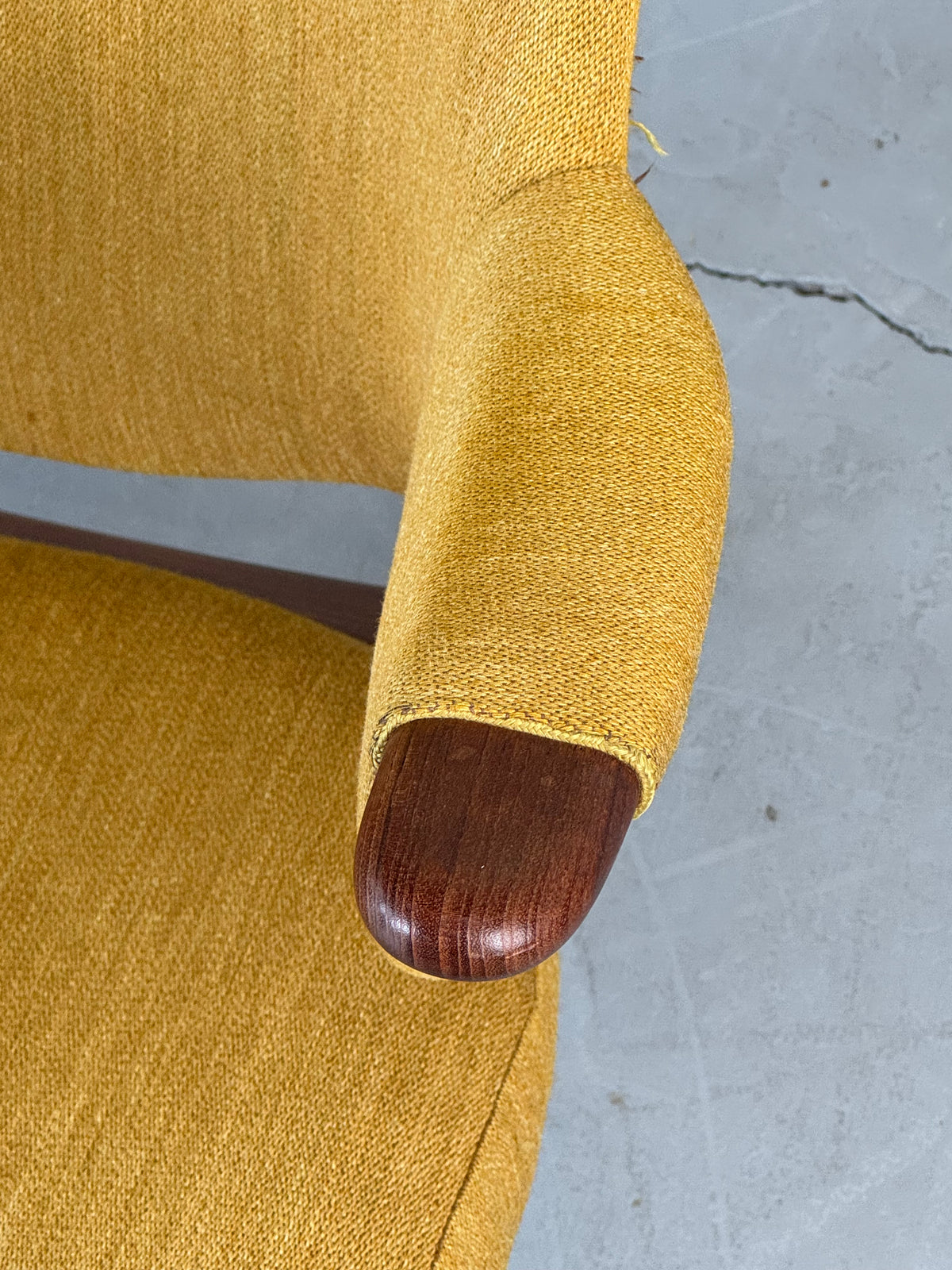 1950s Model 33 Easy Chair by Carl Edward Matthes in teak and original mustard yellow wool.
