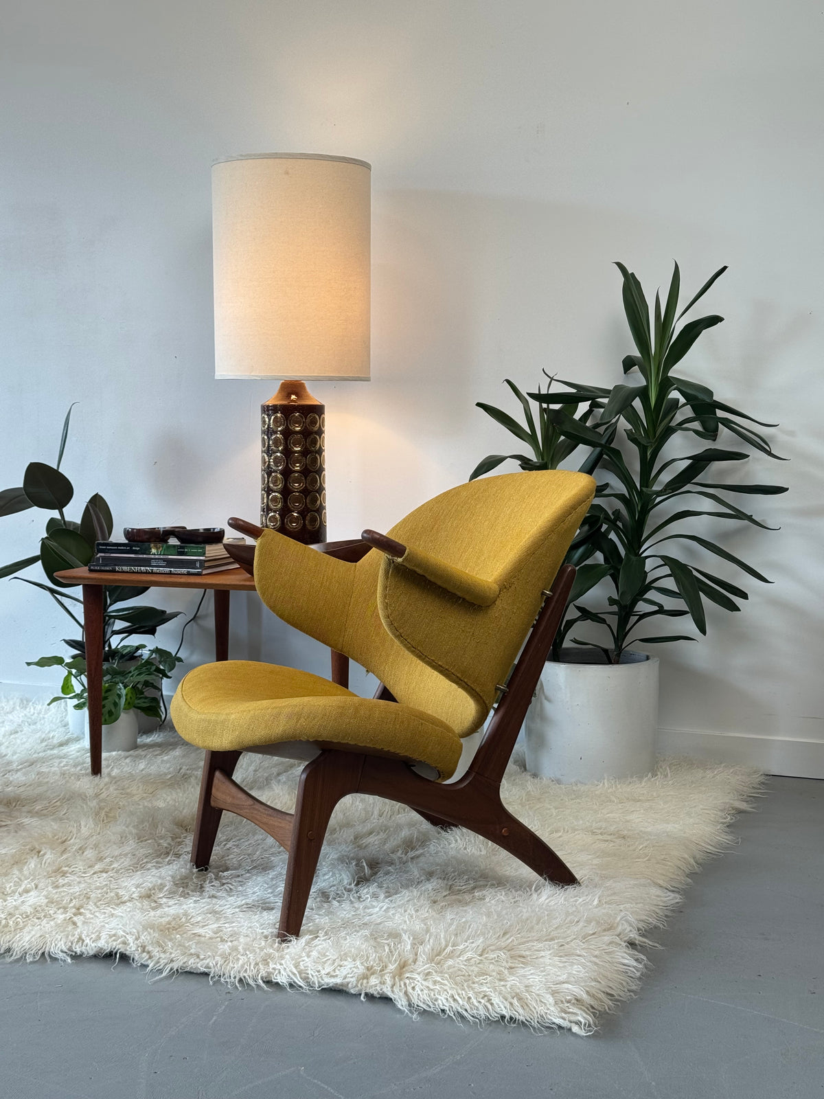 1950s Model 33 Easy Chair by Carl Edward Matthes in teak and original mustard yellow wool.