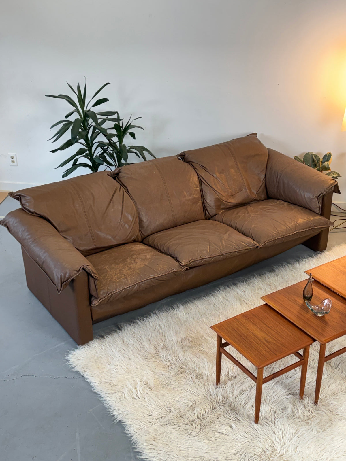 1980s Niels Eilersen Three-Seat Sofa in Aniline Leather, Denmark.