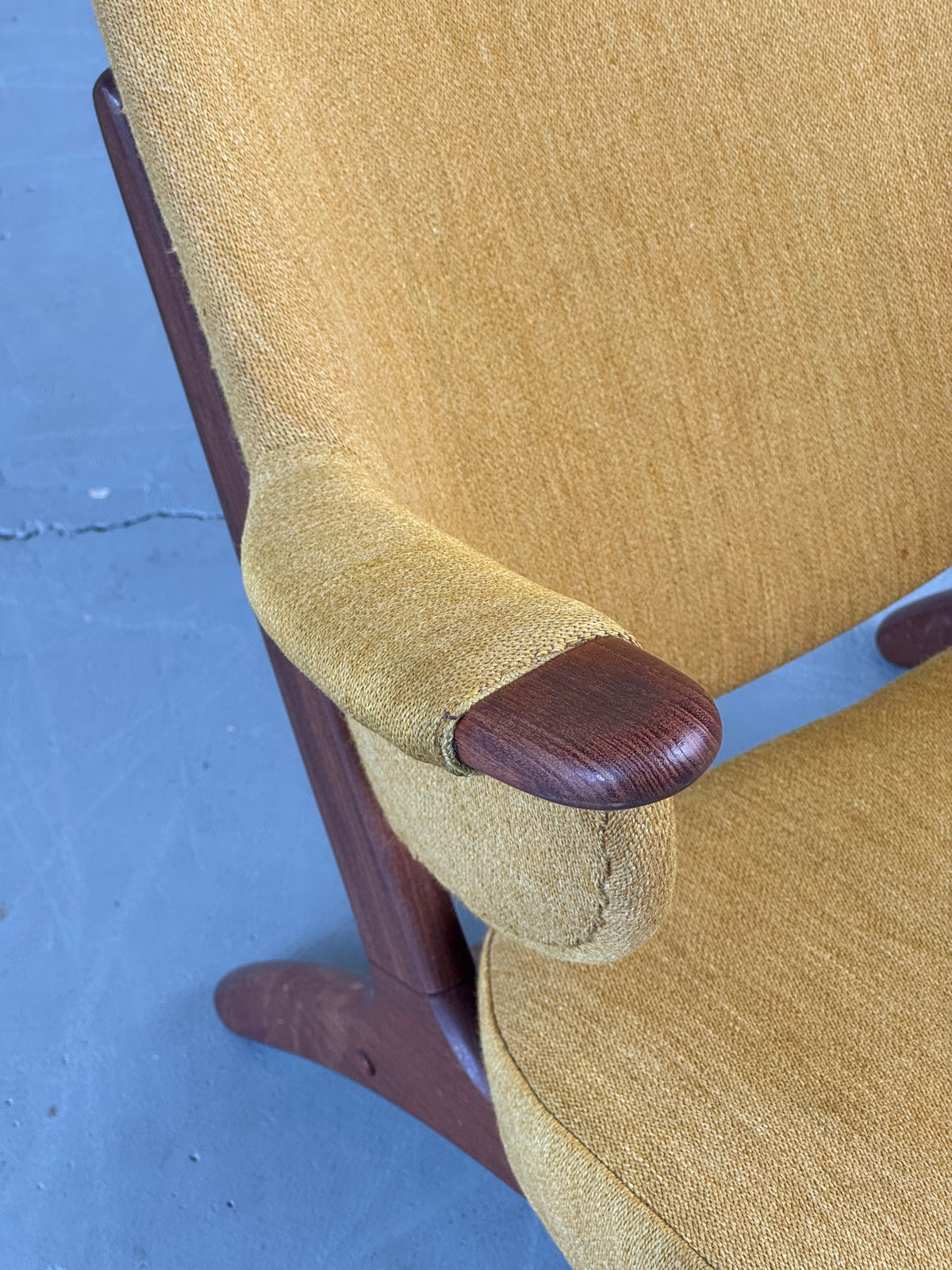 1950s Model 33 Easy Chair by Carl Edward Matthes in teak and original mustard yellow wool.