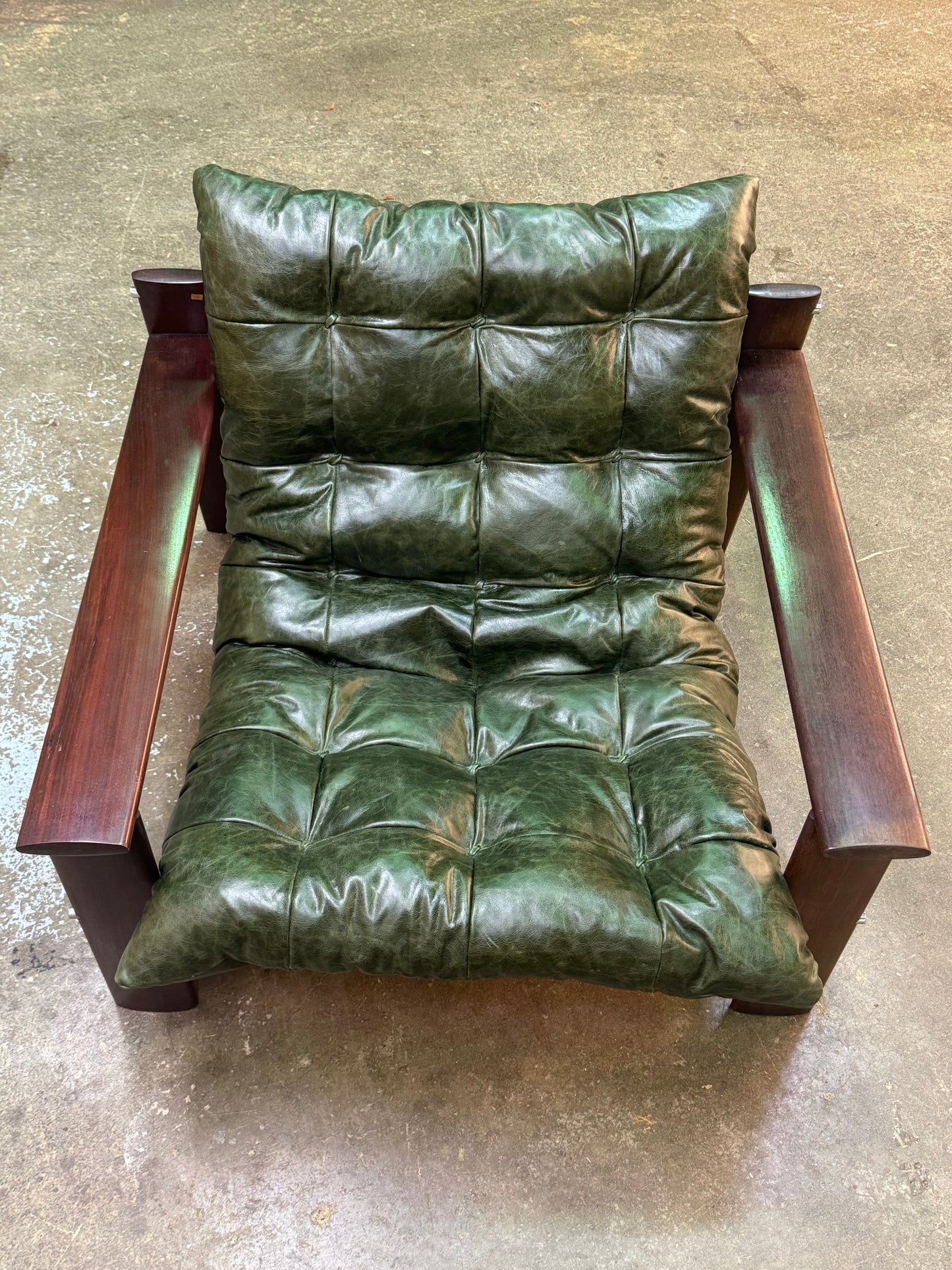 1970s MP-129 Lounge Chair by Percival Lafer in jatobá and dark green leather