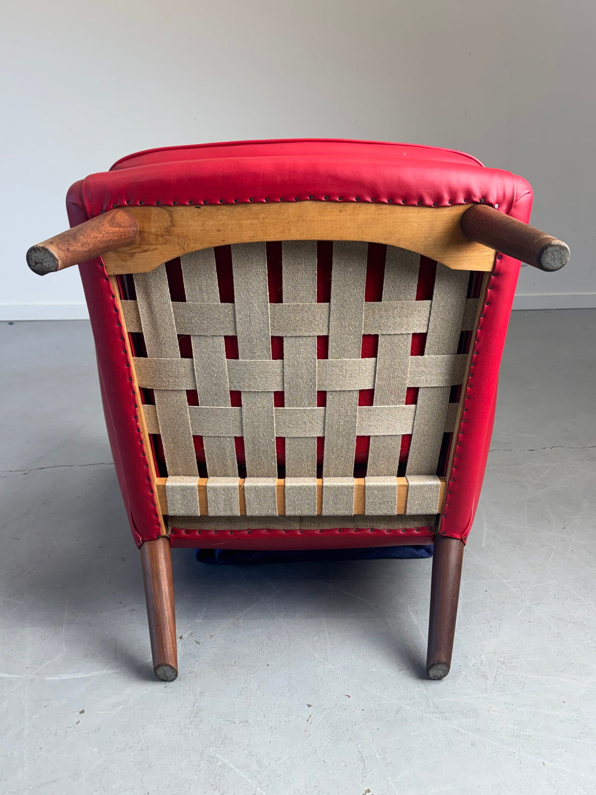 1950s AP19 Papa Bear Lounge Chair by Hans J. Wegner  for A.P. Stolen in Red Leather, Denmark.