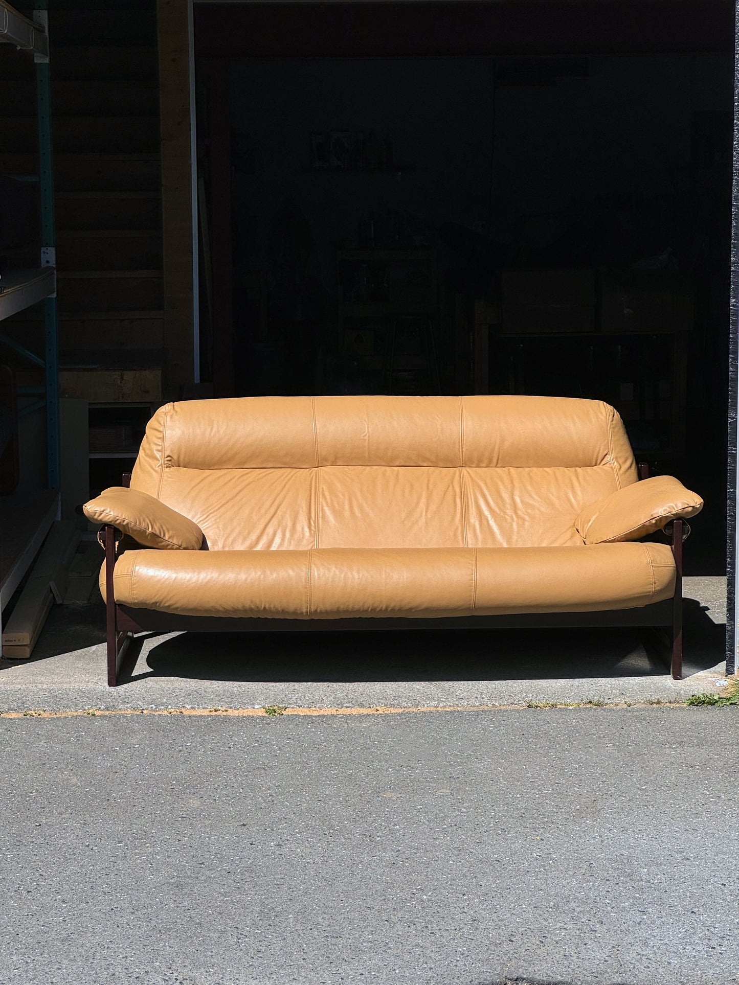 1970s MP-91 / MP-163 Earth Sofa by Percival Lafer in leather and rosewood