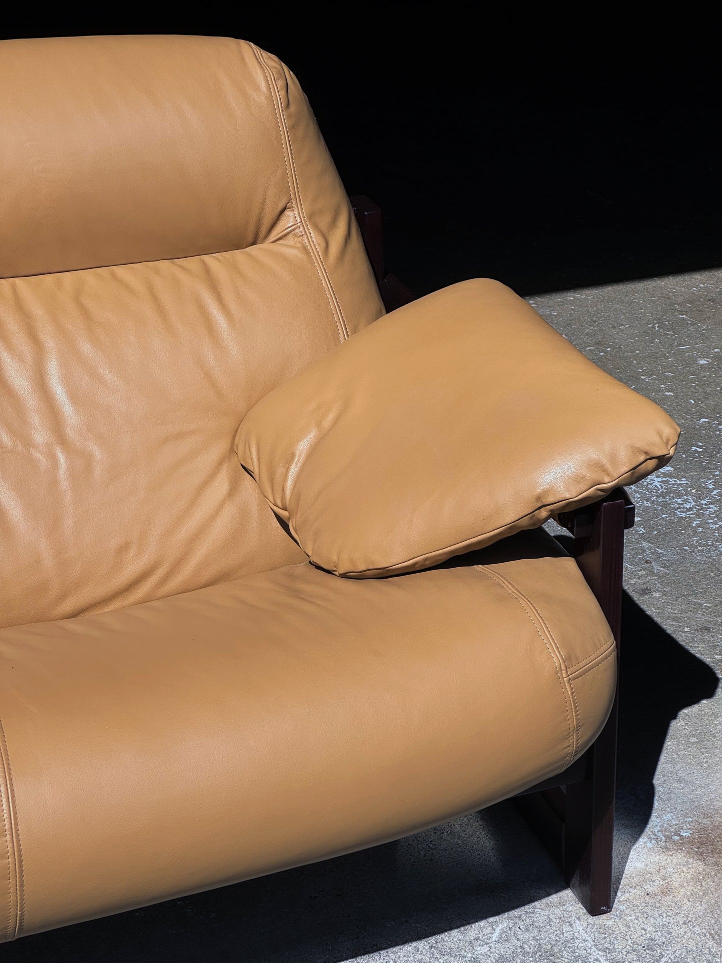 1970s MP-91 / MP-163 Earth Sofa by Percival Lafer in leather and rosewood