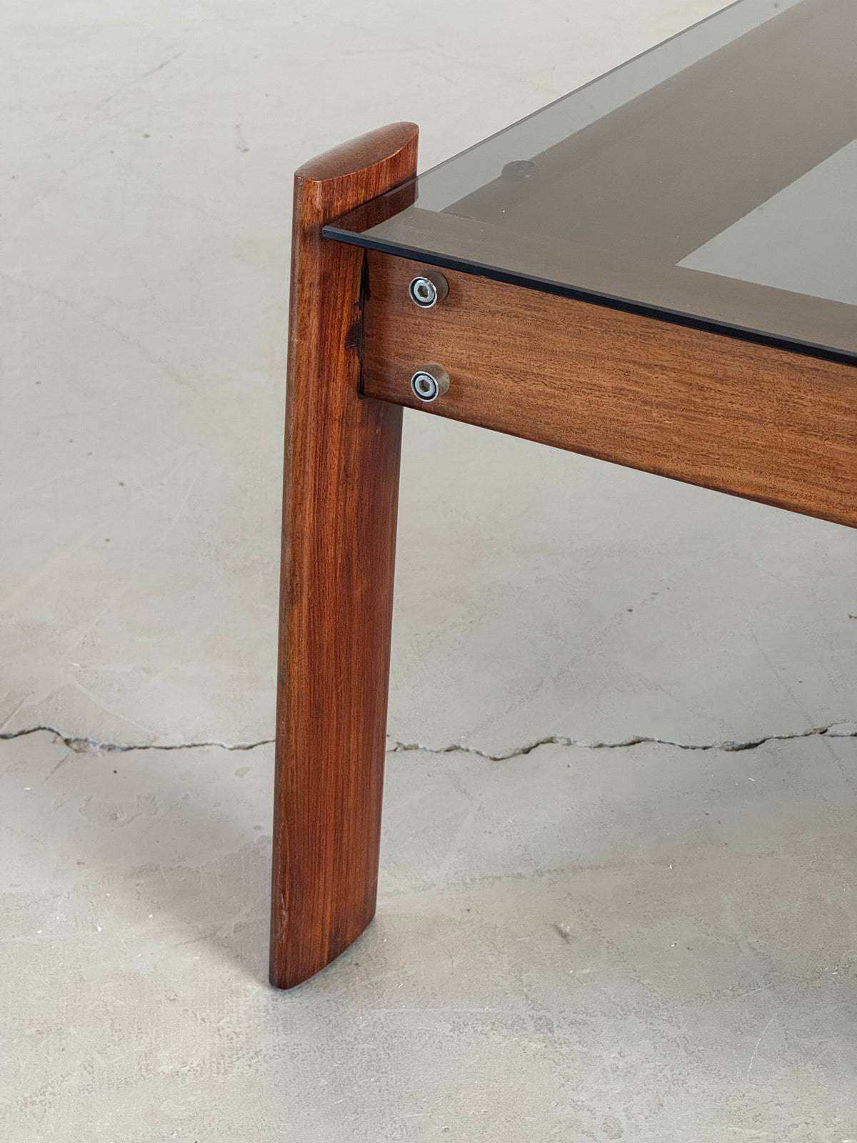 1970s MP-129 Coffee Table by Percival Lafer in Jatobá and Smoked Glass.