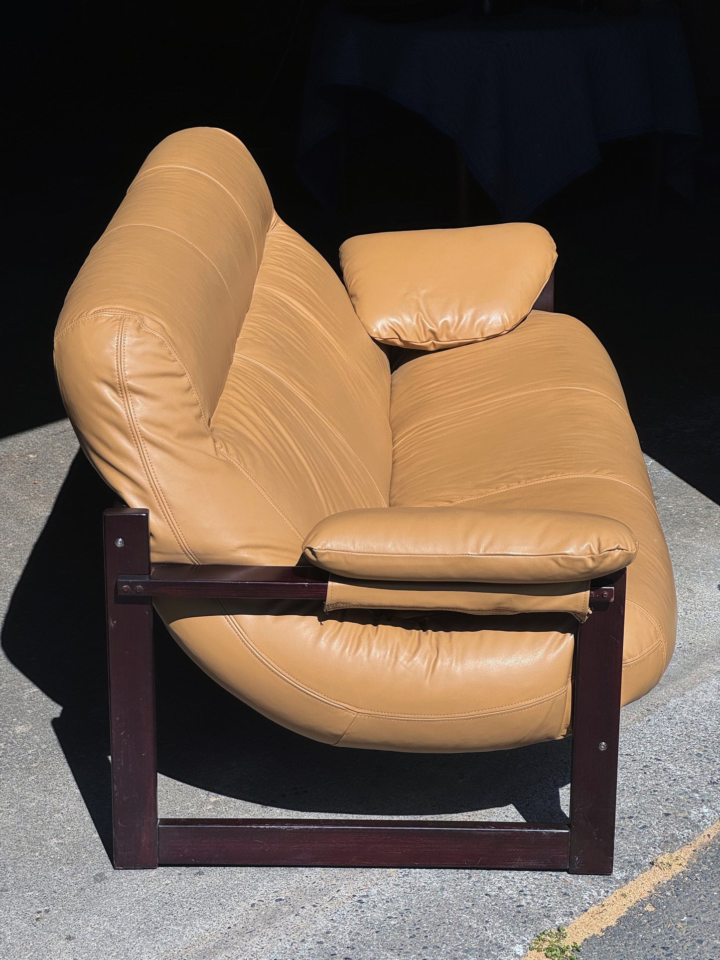 1970s MP-91 / MP-163 Earth Sofa by Percival Lafer in leather and rosewood