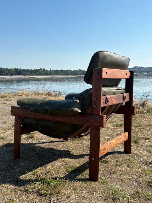 1960s Brazilian Wood and Leather MP41 Lounge Chair by Percival Lafer