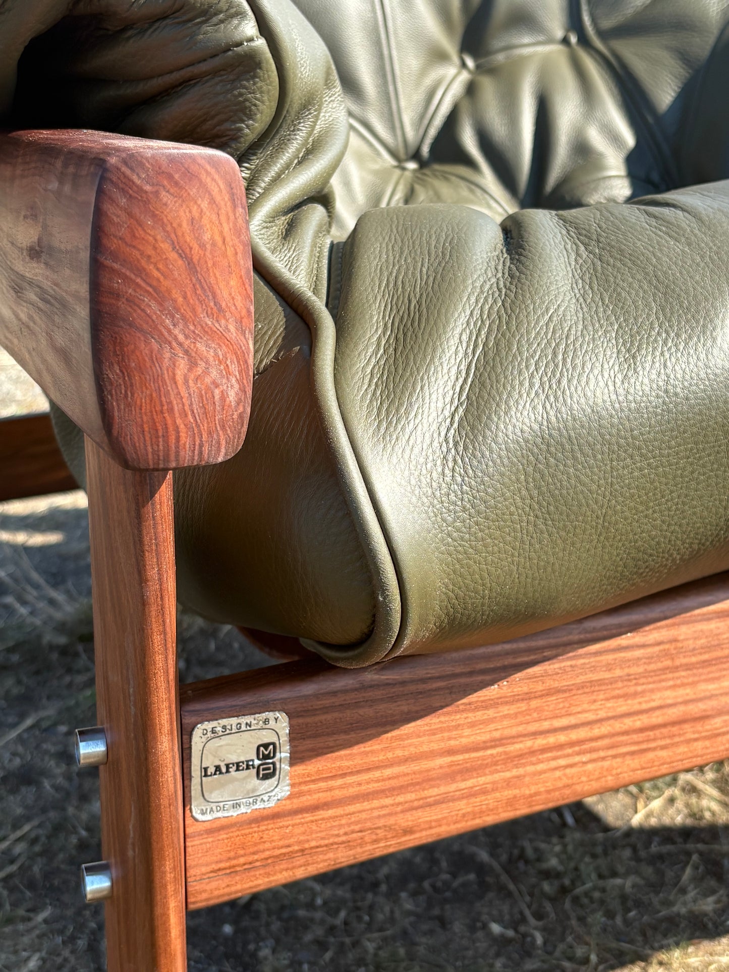 1960s Brazilian Wood and Leather MP41 Lounge Chair by Percival Lafer