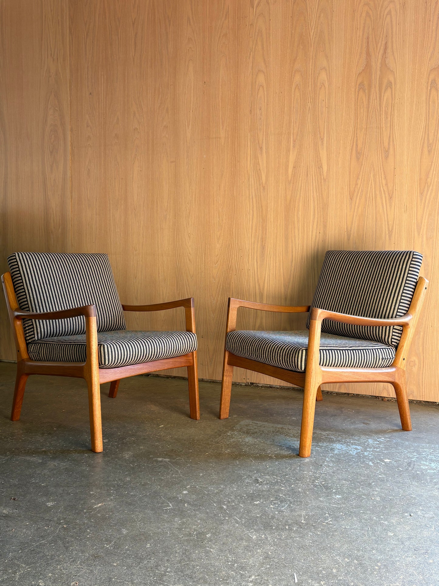 Pair of 1960s Danish Teak Lounge Chairs by Ole Wanscher