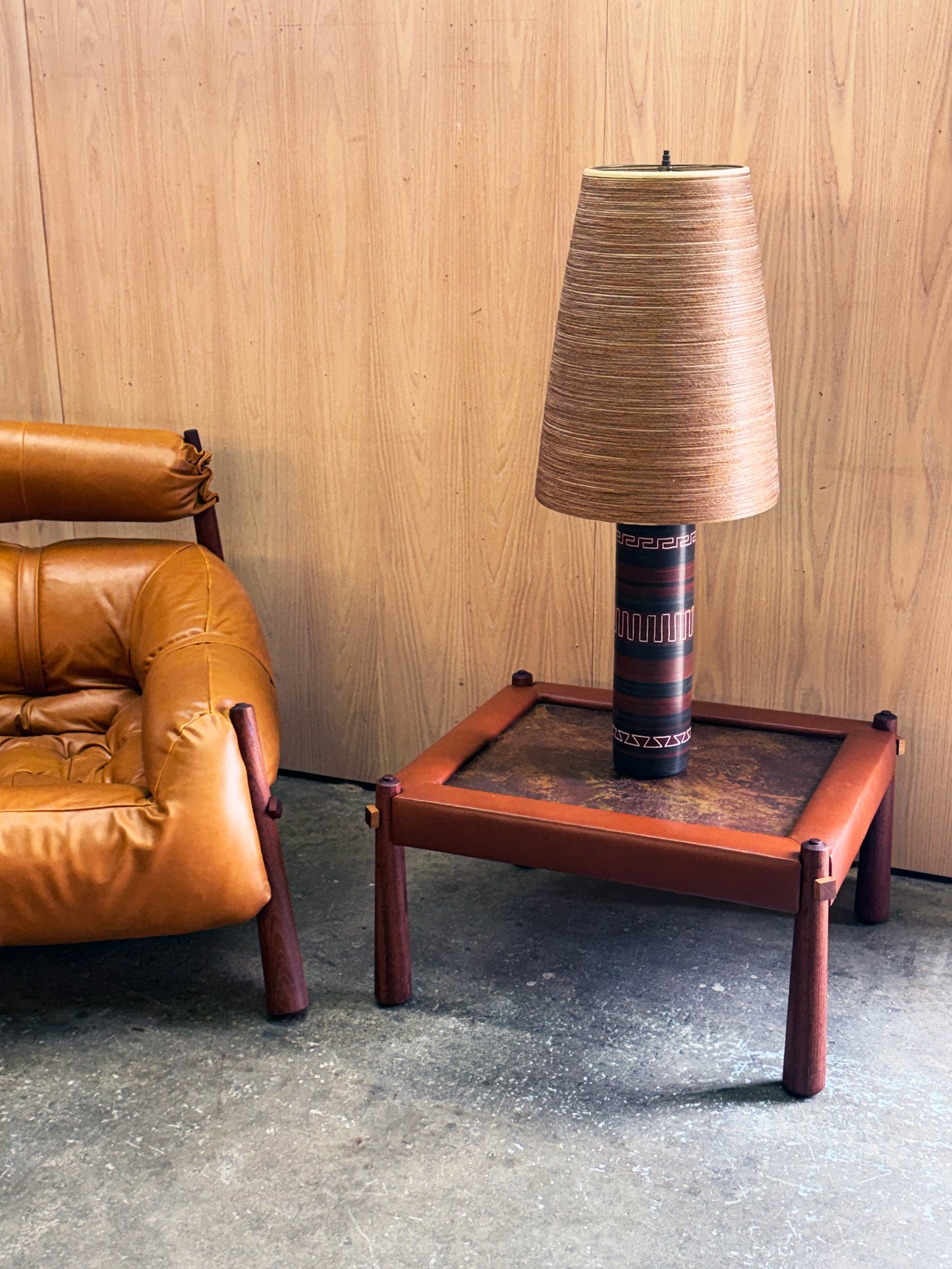 1970s MP81 Side Tables Pair by Percival Lafer in jatoba, formica, and leather
