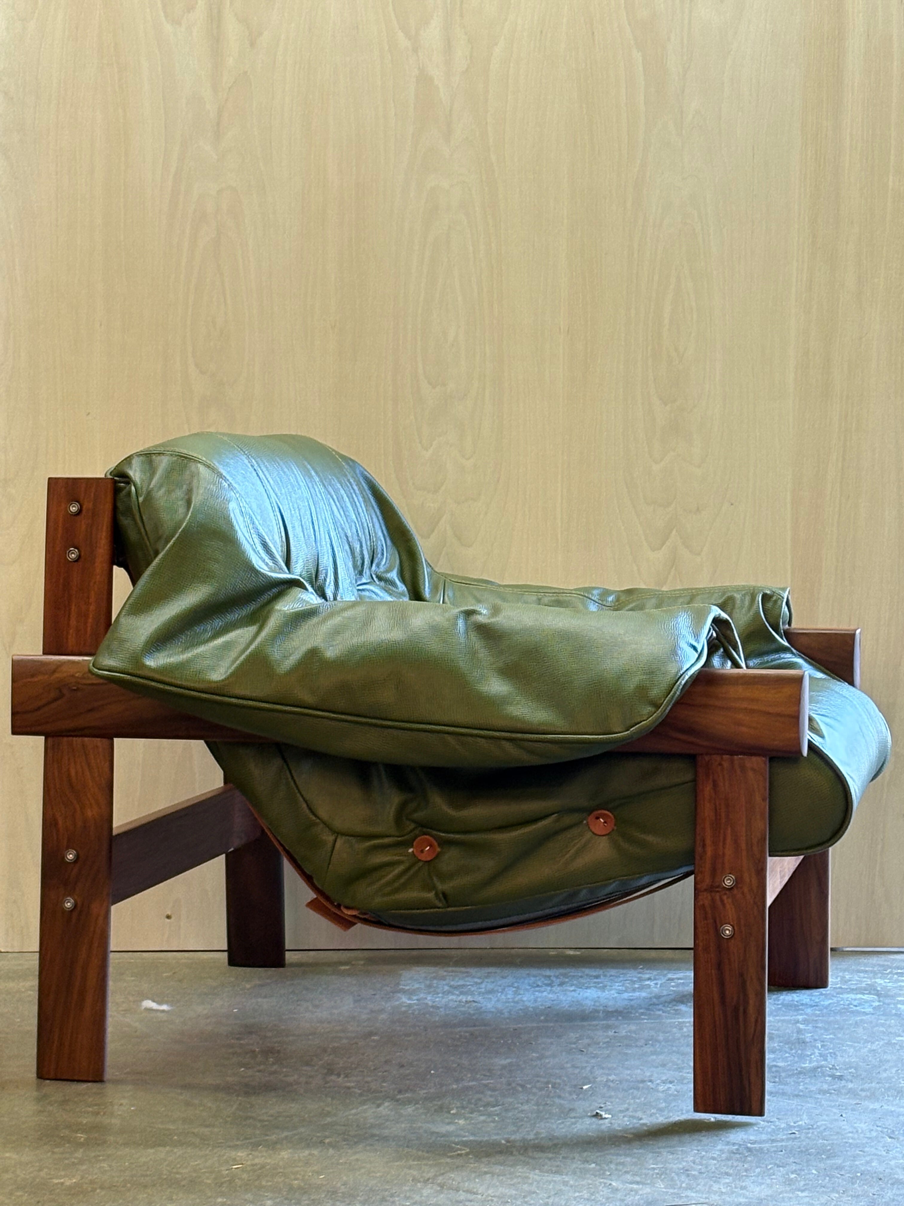 1960s Brazilian Wood and Leather MP41 Chair by Percival Lafer