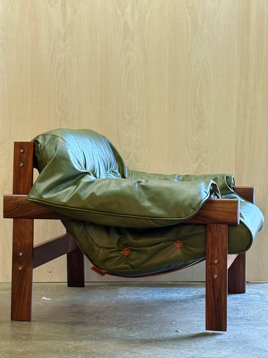 1960s Brazilian Wood and Leather MP41 Chair by Percival Lafer