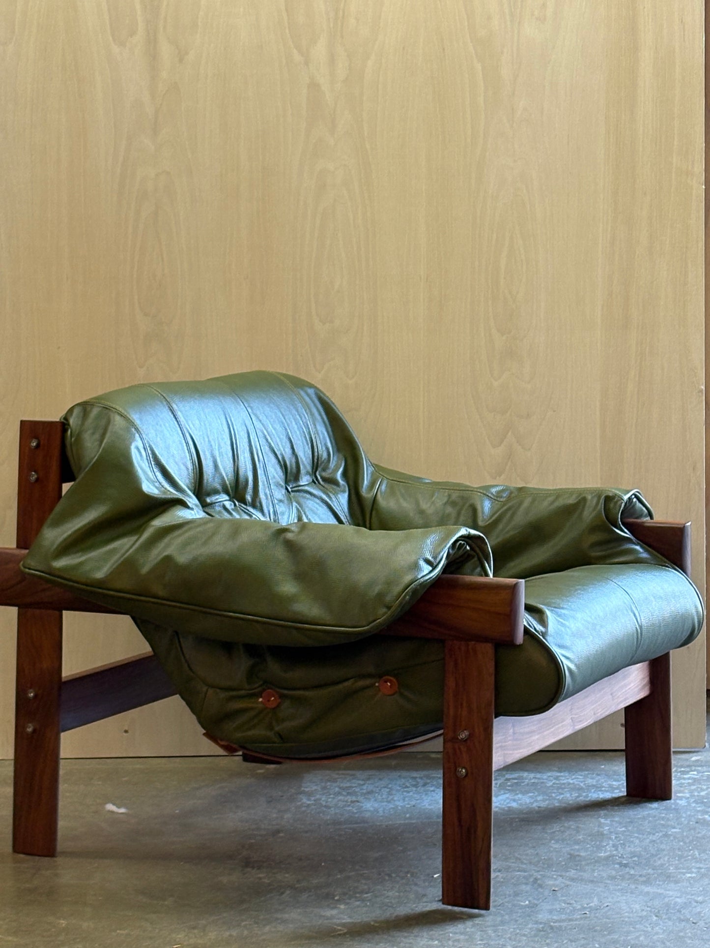 1960s Brazilian Wood and Leather MP41 Chair by Percival Lafer