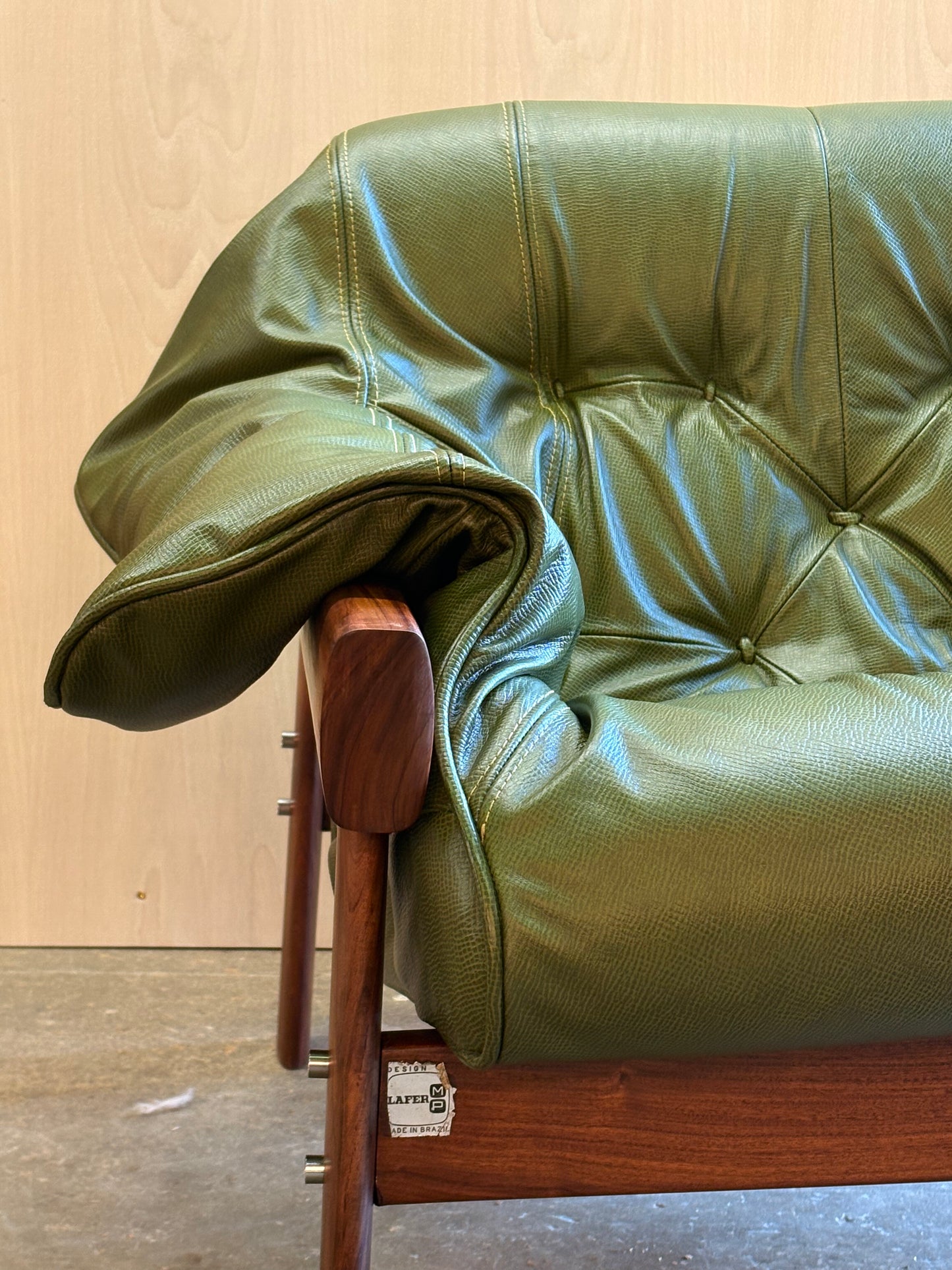 1960s Brazilian Wood and Leather MP41 Chair by Percival Lafer