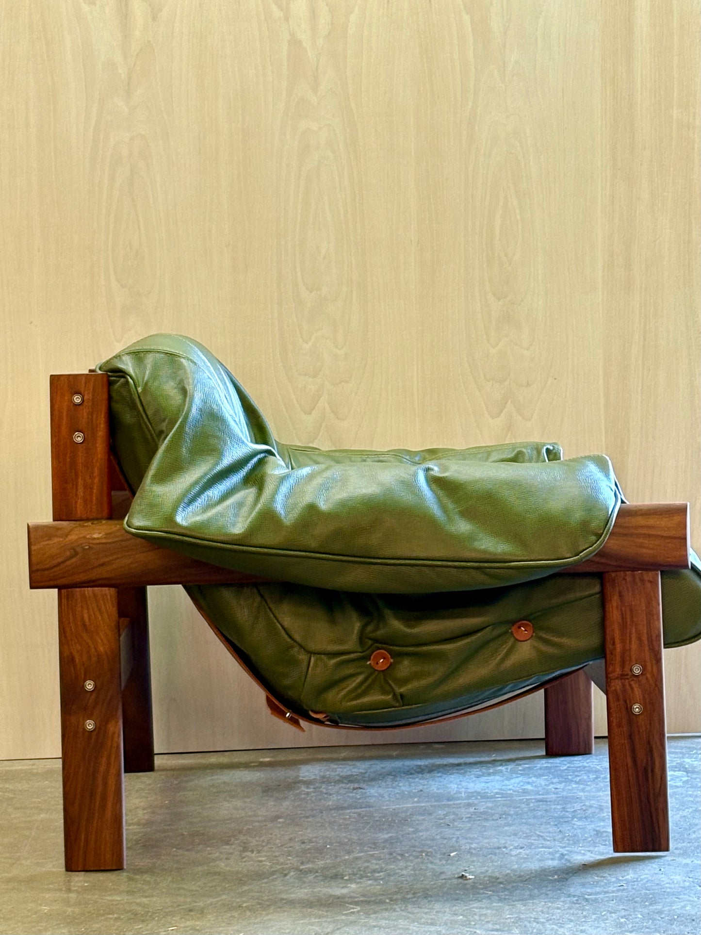 1960s Brazilian Wood and Leather MP41 Chair by Percival Lafer