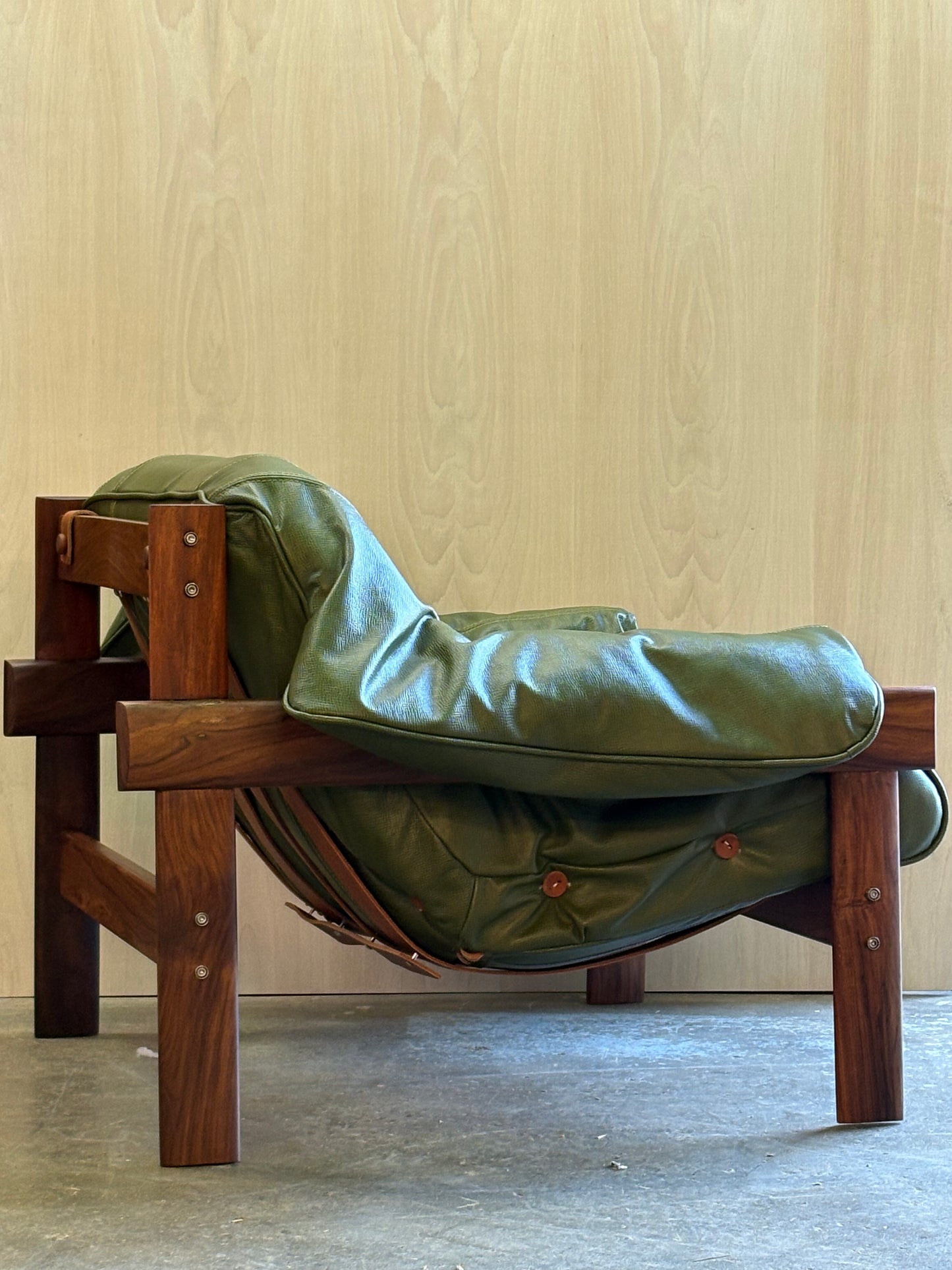 1960s Brazilian Wood and Leather MP41 Chair by Percival Lafer