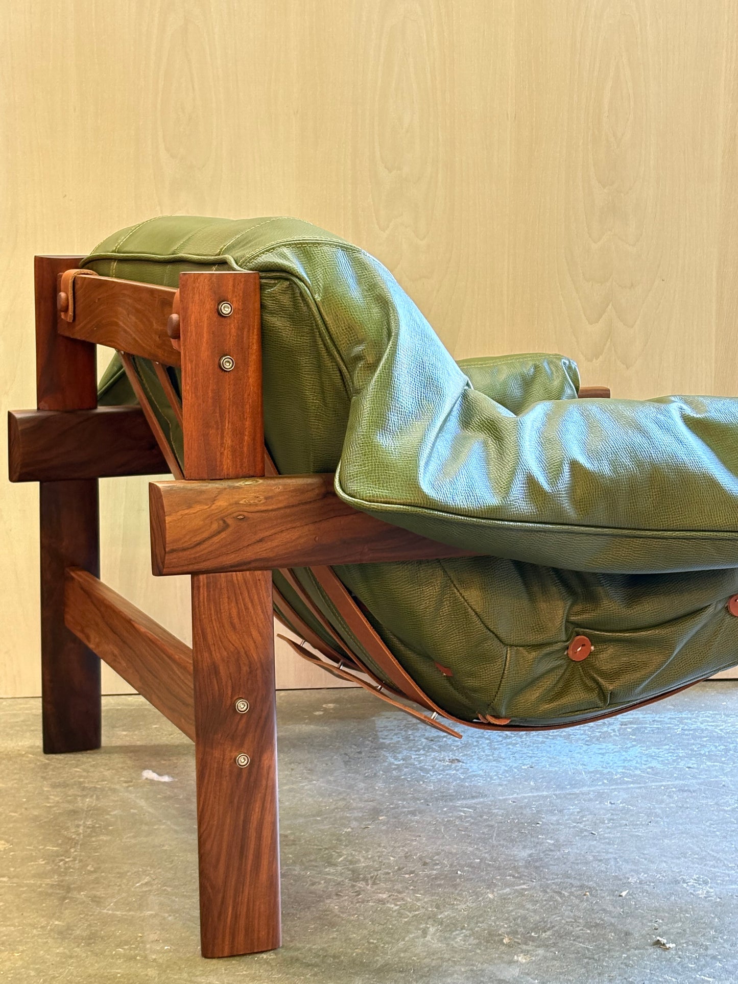 1960s Brazilian Wood and Leather MP41 Chair by Percival Lafer