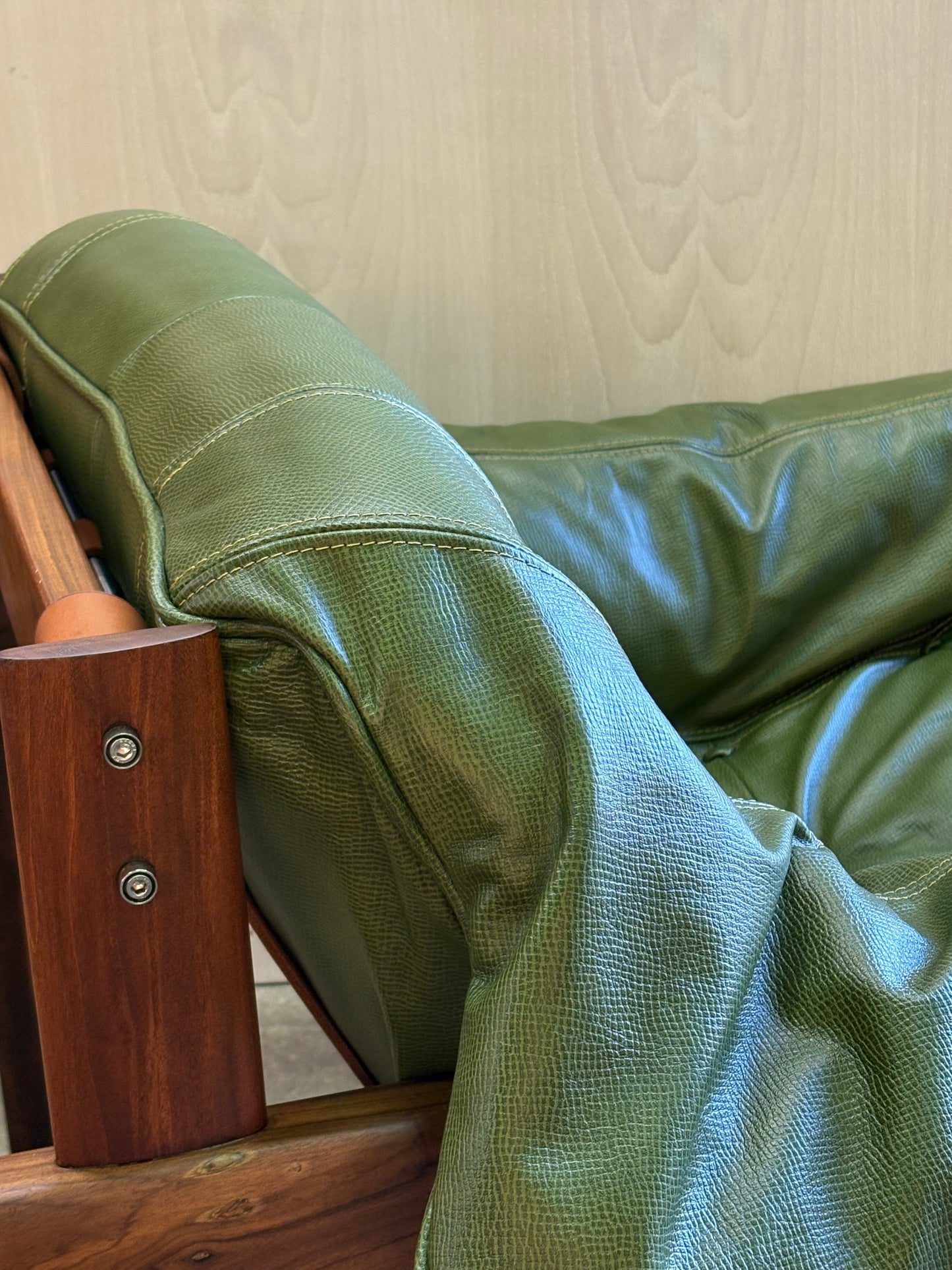 1960s Brazilian Wood and Leather MP41 Chair by Percival Lafer