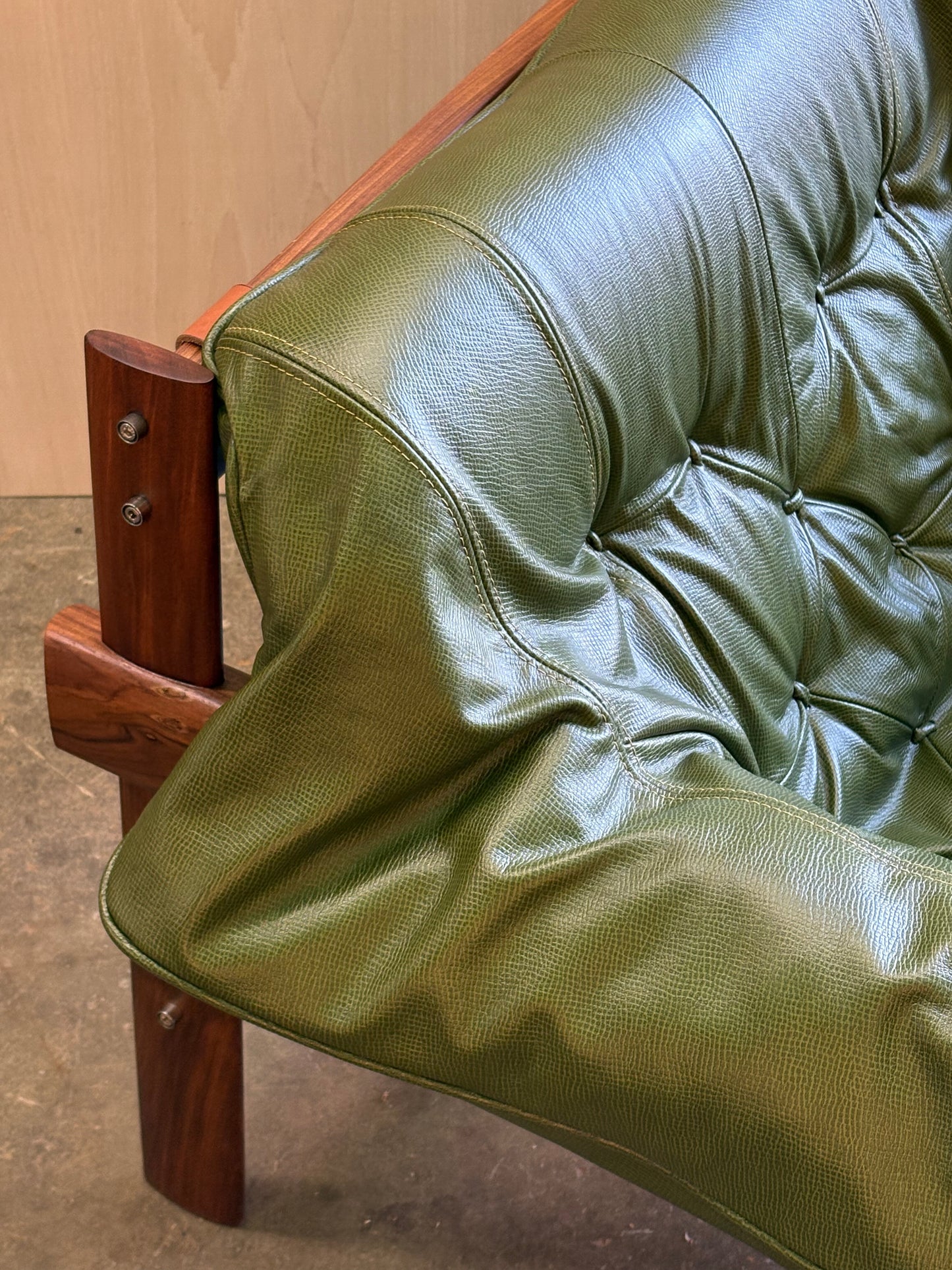 1960s Brazilian Wood and Leather MP41 Chair by Percival Lafer