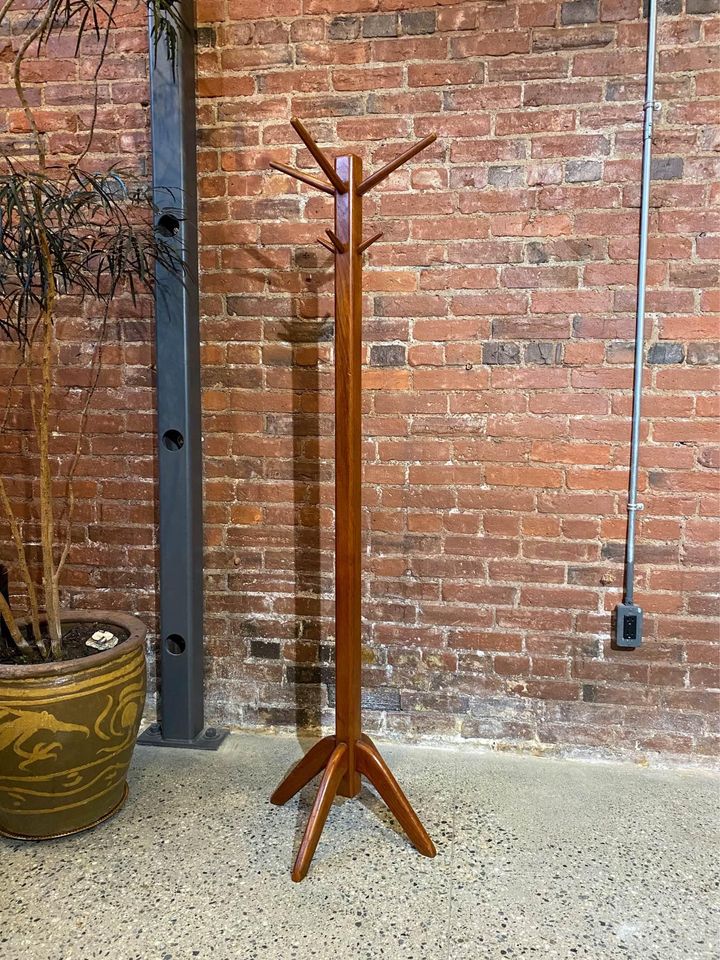 Mid Century 1960s Solid Teak Coat Rack