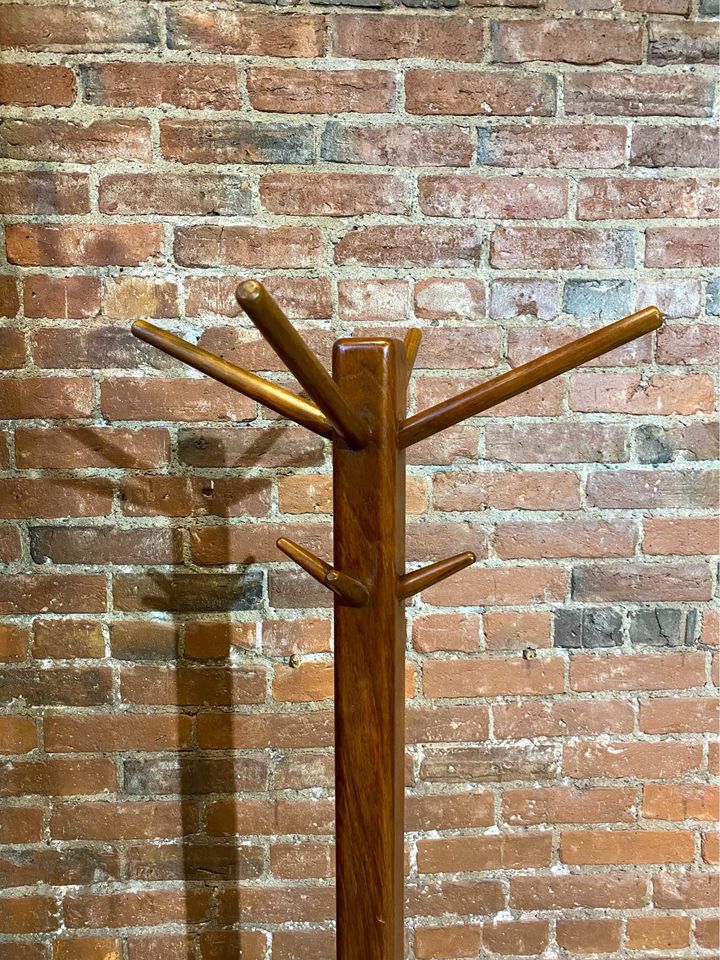 Mid Century 1960s Solid Teak Coat Rack