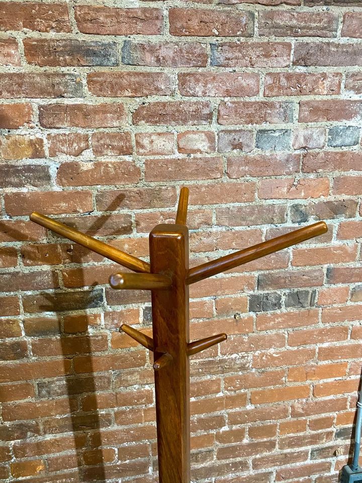 Mid Century 1960s Solid Teak Coat Rack