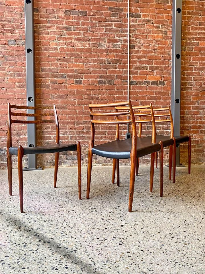 Model 78 Dining Chairs by Niels Møller in Brazilian Rosewood