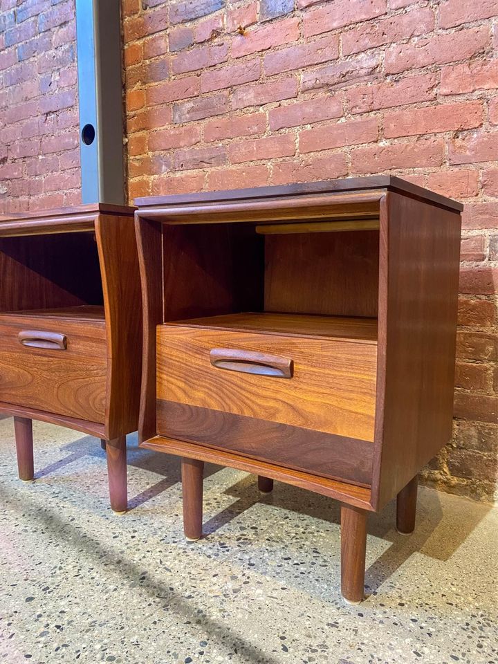 Pair of 1960s “African Teak” Bedside Tables Nightstands