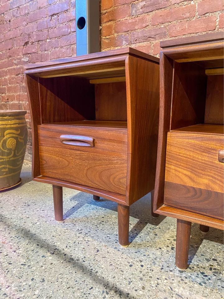 Pair of 1960s “African Teak” Bedside Tables Nightstands