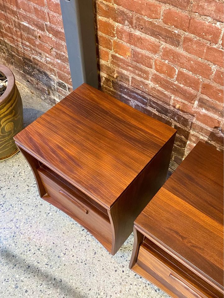 Pair of 1960s “African Teak” Bedside Tables Nightstands