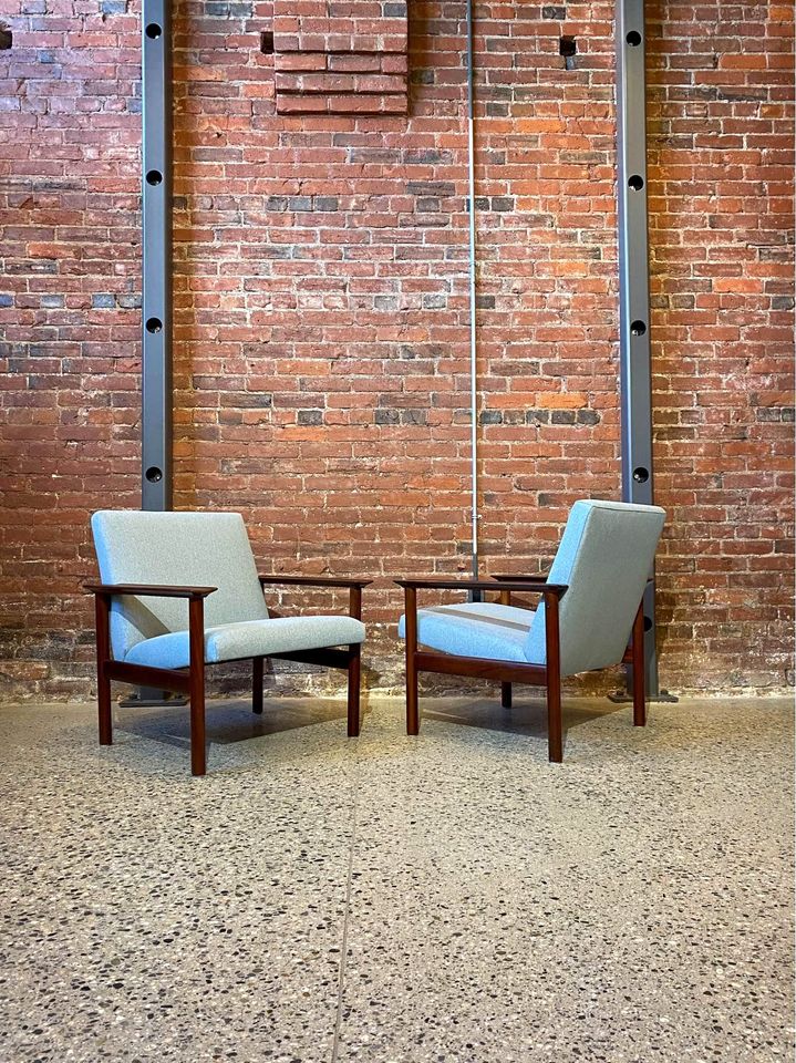 Pair of 1960s Afromosia Teak Danish Lounge Chairs