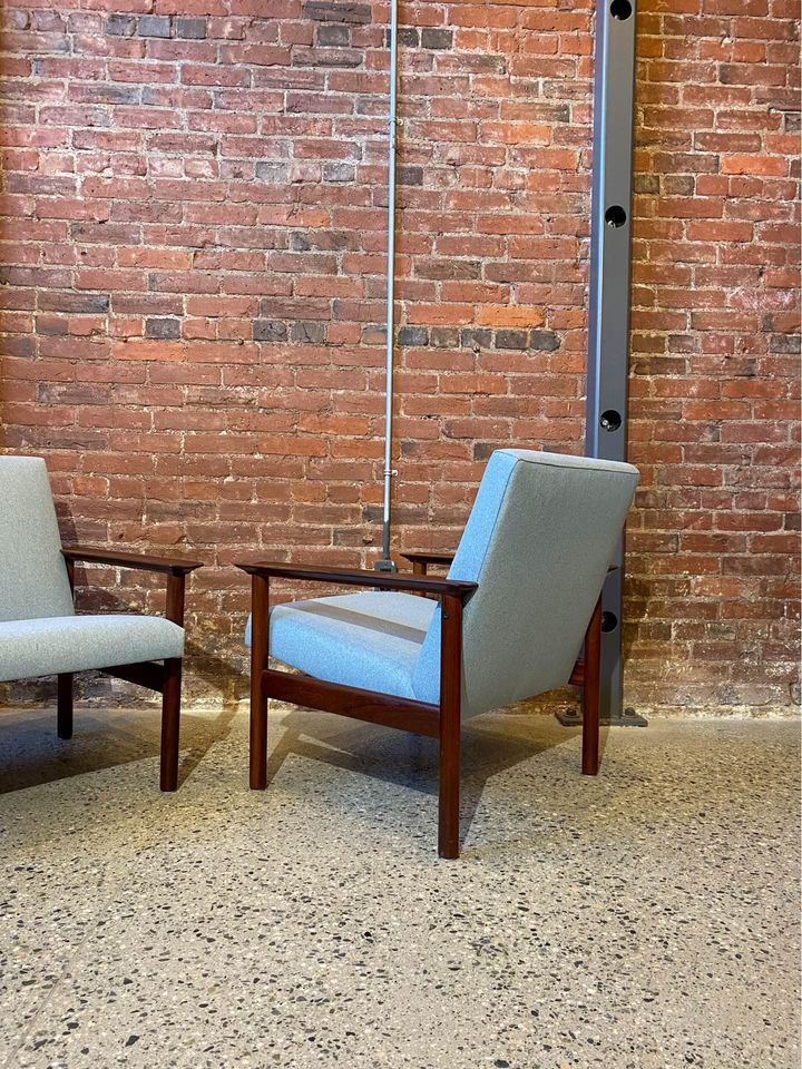 Pair of 1960s Afromosia Teak Danish Lounge Chairs